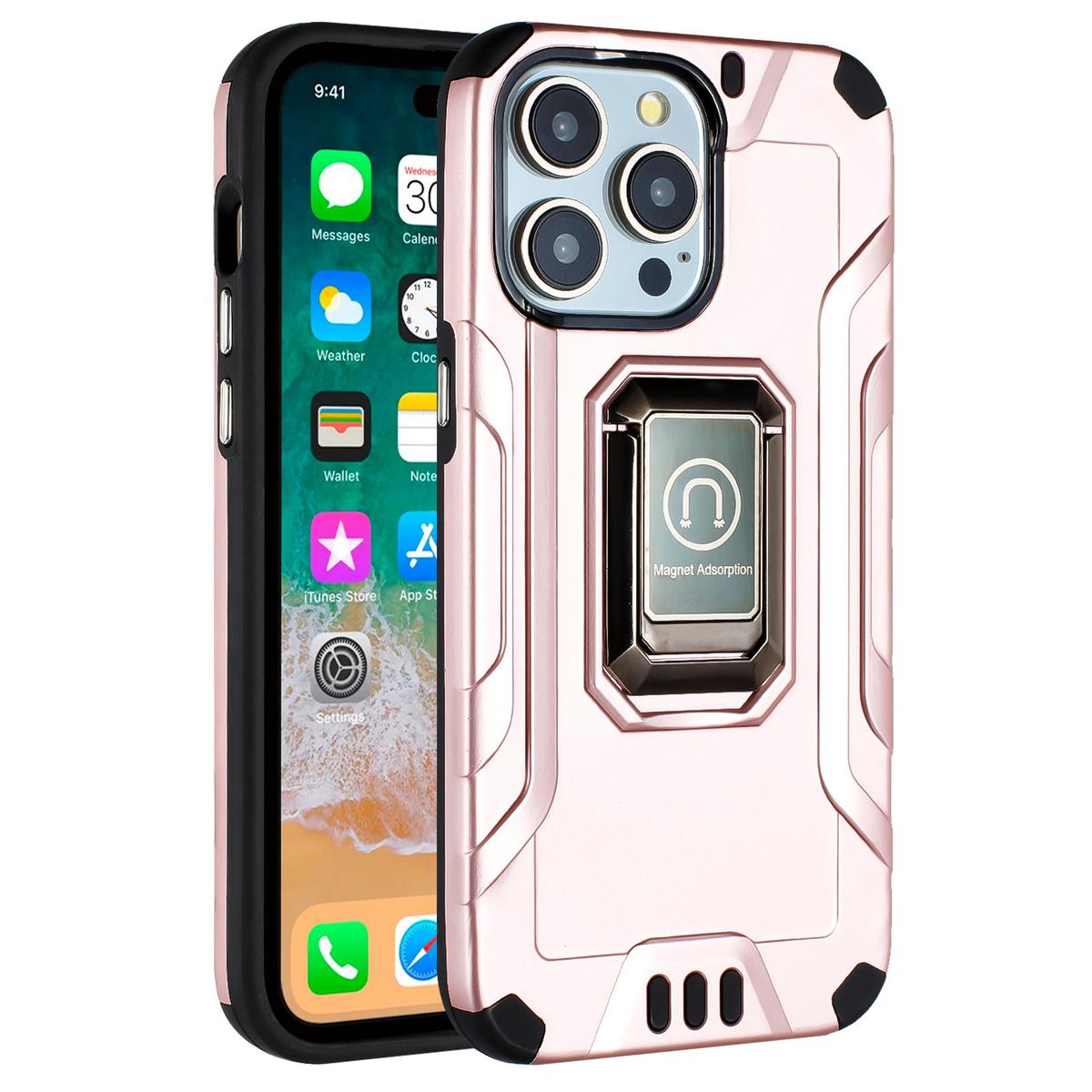 Tough Metallic Hybrid Kickstand Case for iPhone 15 Pro Max + 3X Tempered Glass, photo 6 of 6