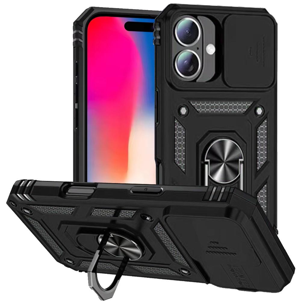 iPhone 16 6.1" Magnetic Ring Stand Case – Full Camera Protection