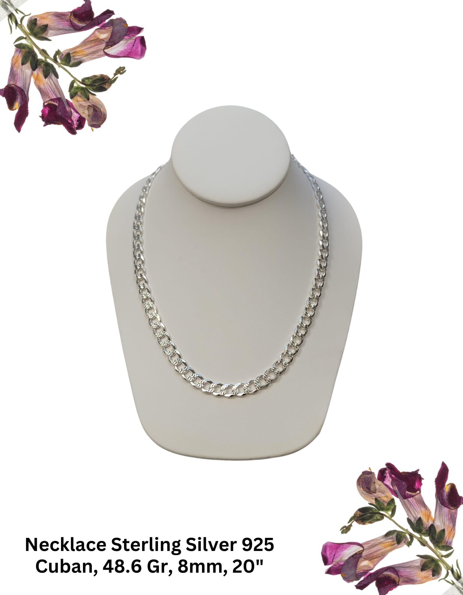 Necklace Sterling Silver 925 Cuban,48.6 Gr, 8mm, 20"