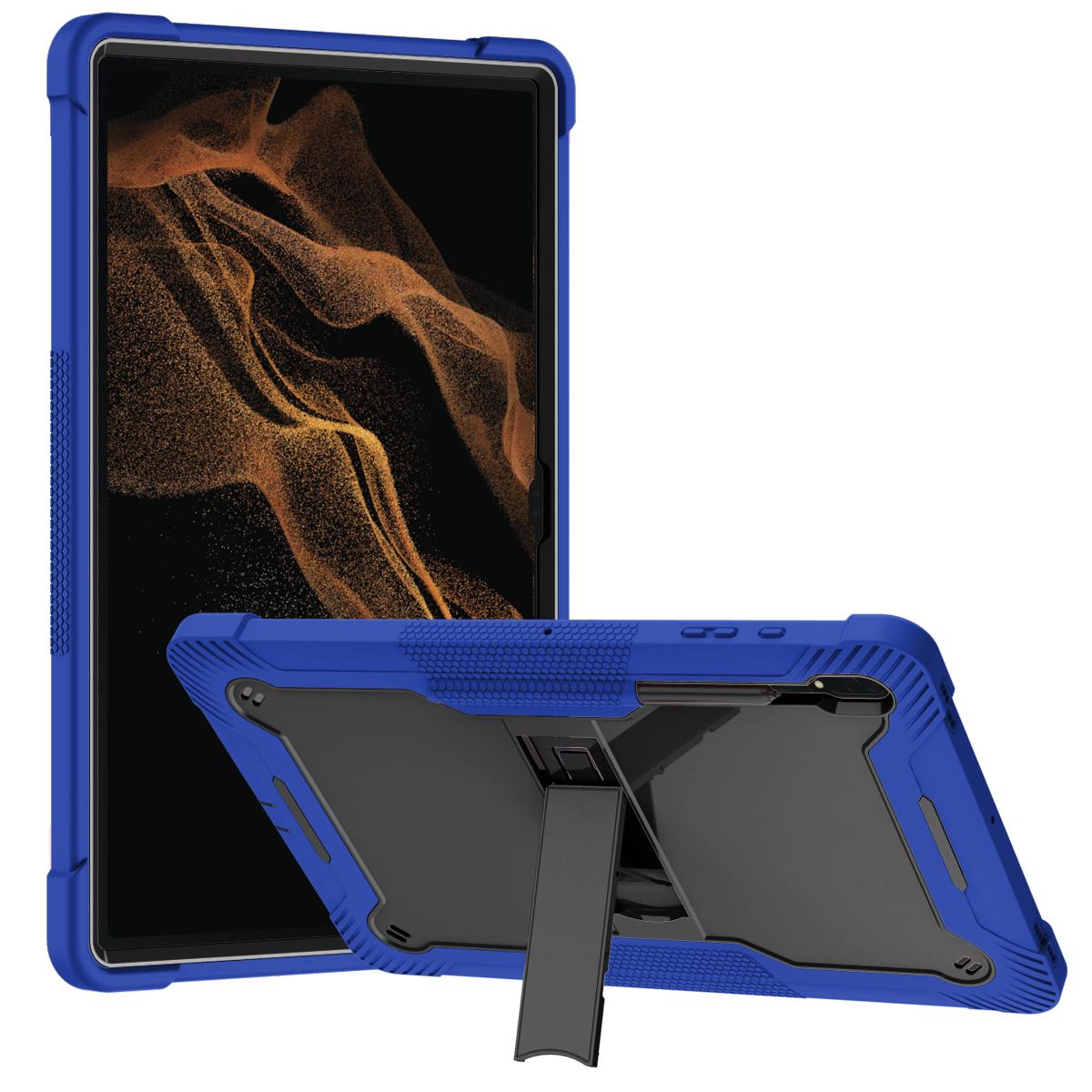 Samsung Tab S8 Ultra Tough Tablet Strong Kickstand Hybrid Case Cover - Dark Blue