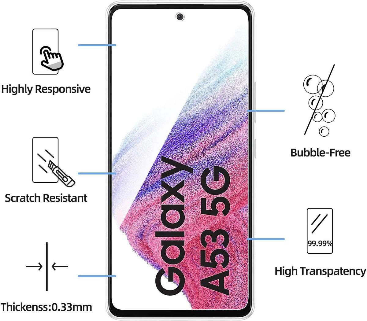 Tempered Glass Screen Protector for Samsung Galaxy A53 – Ultra-Clear, Anti-Scratch & Bubble-Free