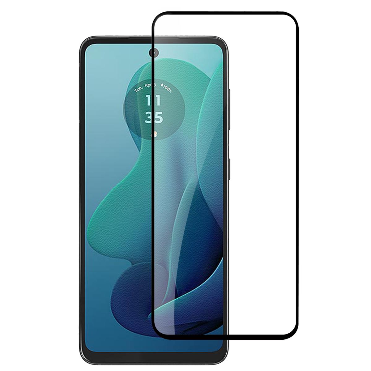 Motorola Moto G 5G 2024 Bulk White Paper Card Package Black edged Tempered Glass (Black)