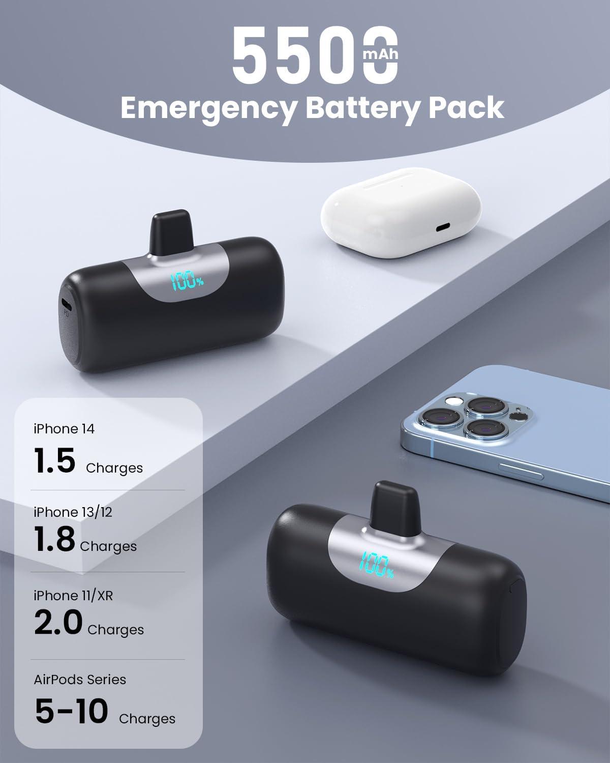 DSUY Pocket Power Bank 5000mAh (2-Pack) Mini Portable Charging Bank for Smartphones & USB Devices, photo 3 of 6
