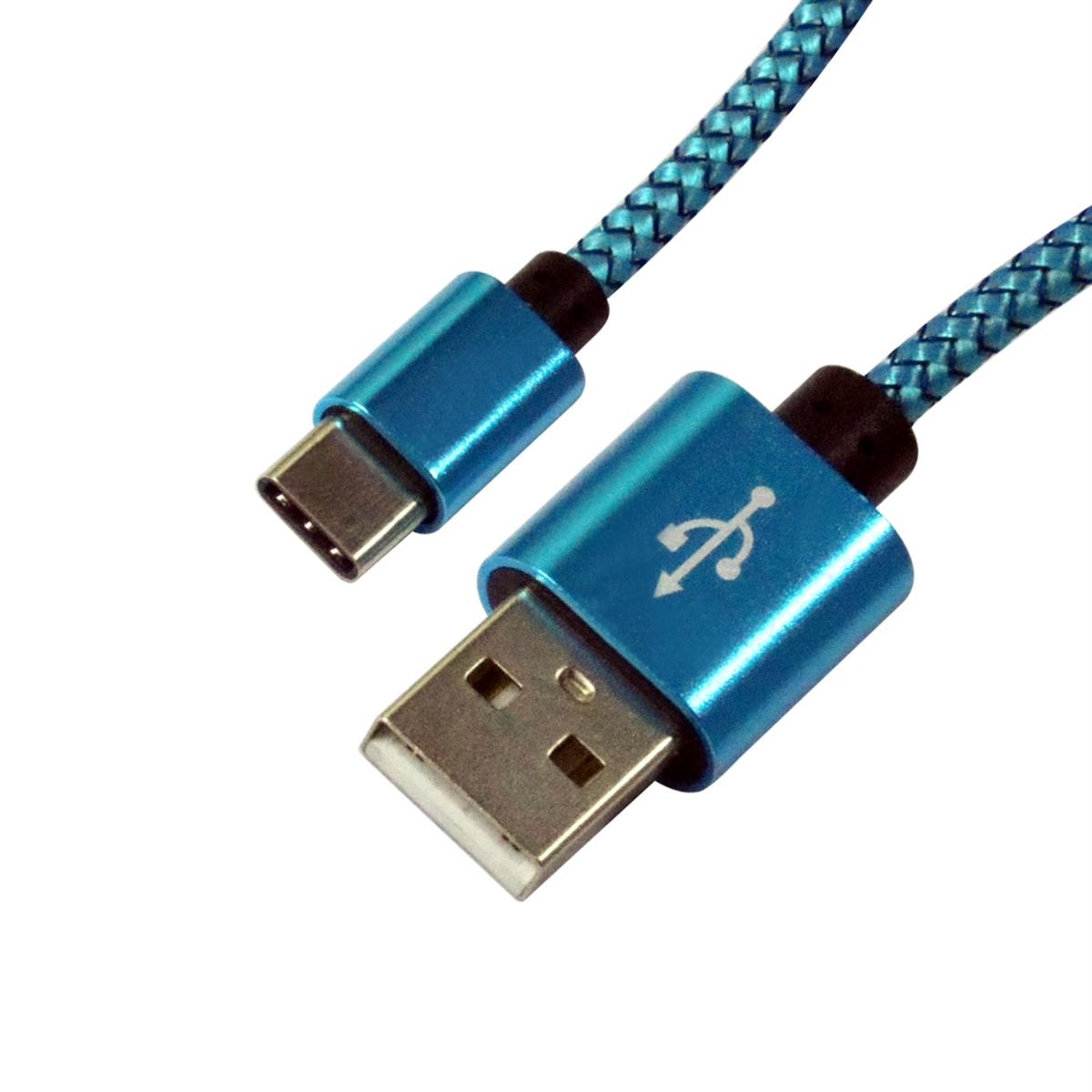 Heavy Duty 6-feet Fabric Type-C cable - Blue, photo 2 of 7