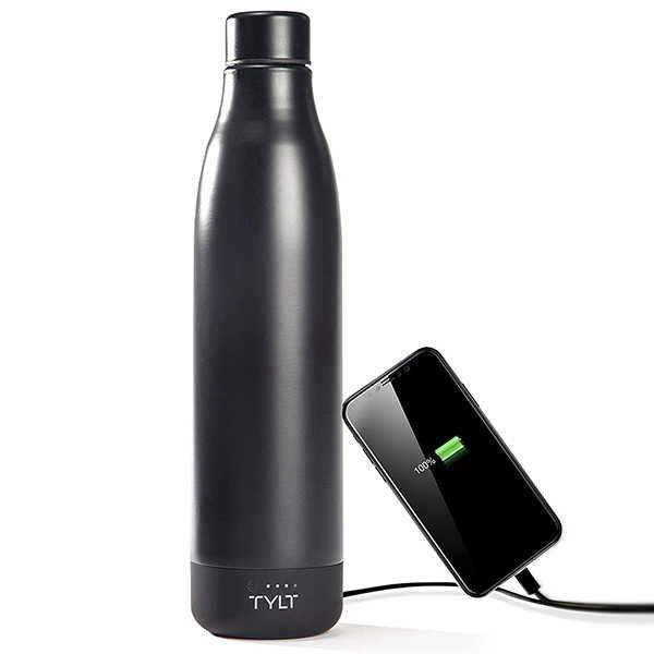 TYLT INSULATED WATER BOTTLE with Portable Power Bank (Integrated Charger)
