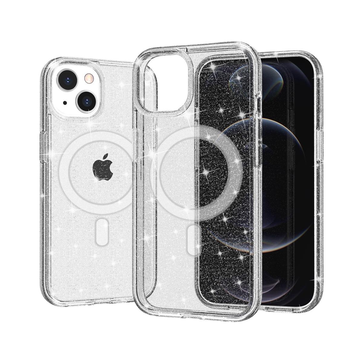 iPhone 15 Glitter Ultra [Magnetic Circle] Thick 3mm Transparent Hybrid - Clear