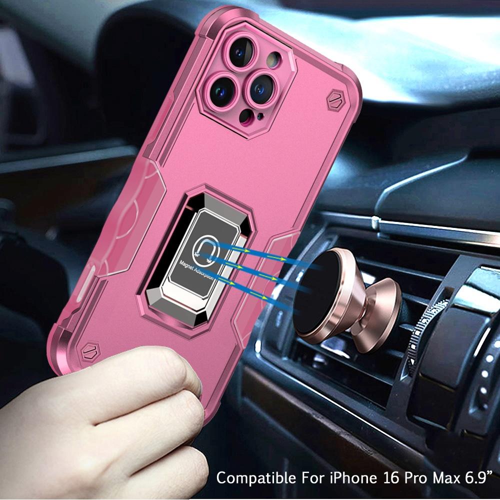 iPhone 16 Pro Max 6.9-Inch OPTIMUM Magnetic Ring Stand Hybrid Case – Shockproof Dual-Layer Cover with 360° Rotating Kickstand & Magnetic Mount Support, photo 6 of 9