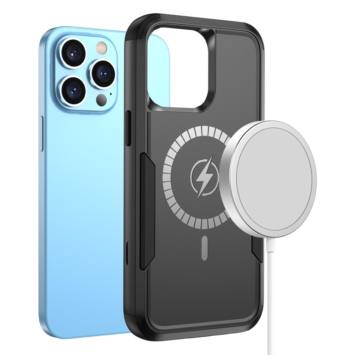 iPhone 14 PRO 6.1" Tough Shockproof [Magnetic Circle] Hybrid Case - Black, photo 2 of 3
