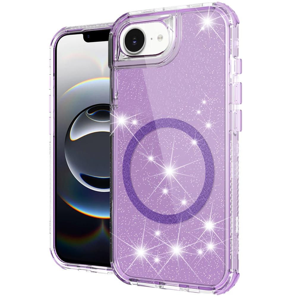iPhone 16E (E Edition) / SE4 (2025) Magnetic Ring Glitter 3-in-1 Hybrid Case – Sparkly Shockproof Cover with Kickstand & Car Mount Support, photo 4 of 5