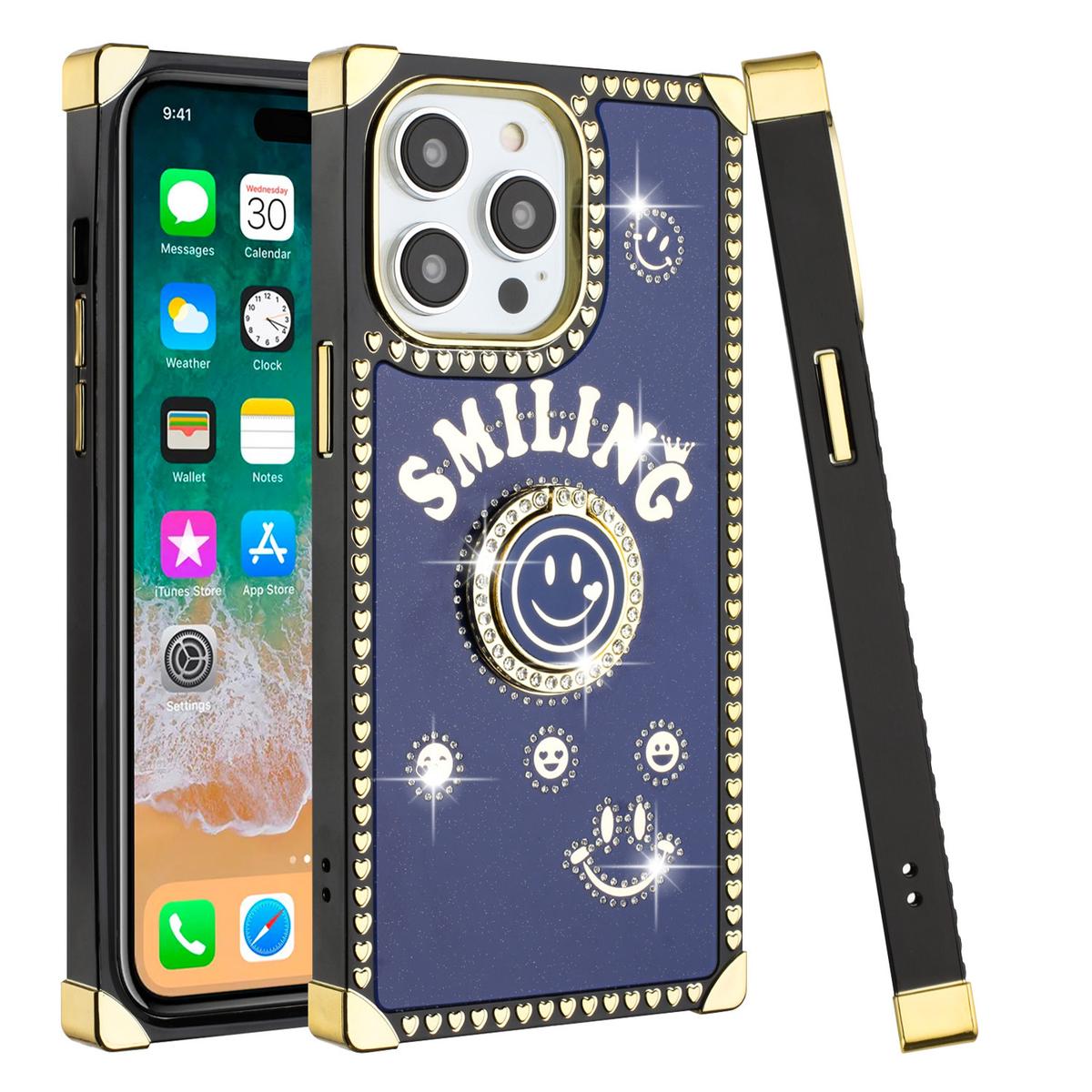iPhone 15 Pro Passion Hearts Smiling Diamond Ring Stand Case Cover, photo 4 of 15