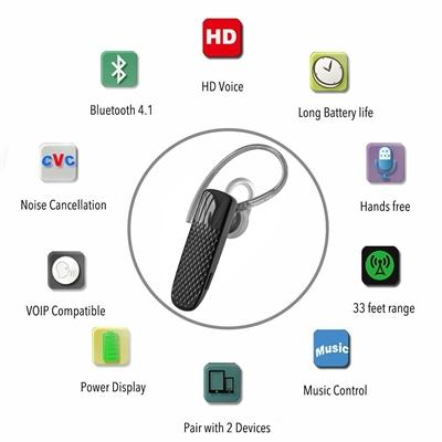 In Ear Mono Bluetooth Earpieces with Microphone and Music 618M in Black, photo 4 of 7