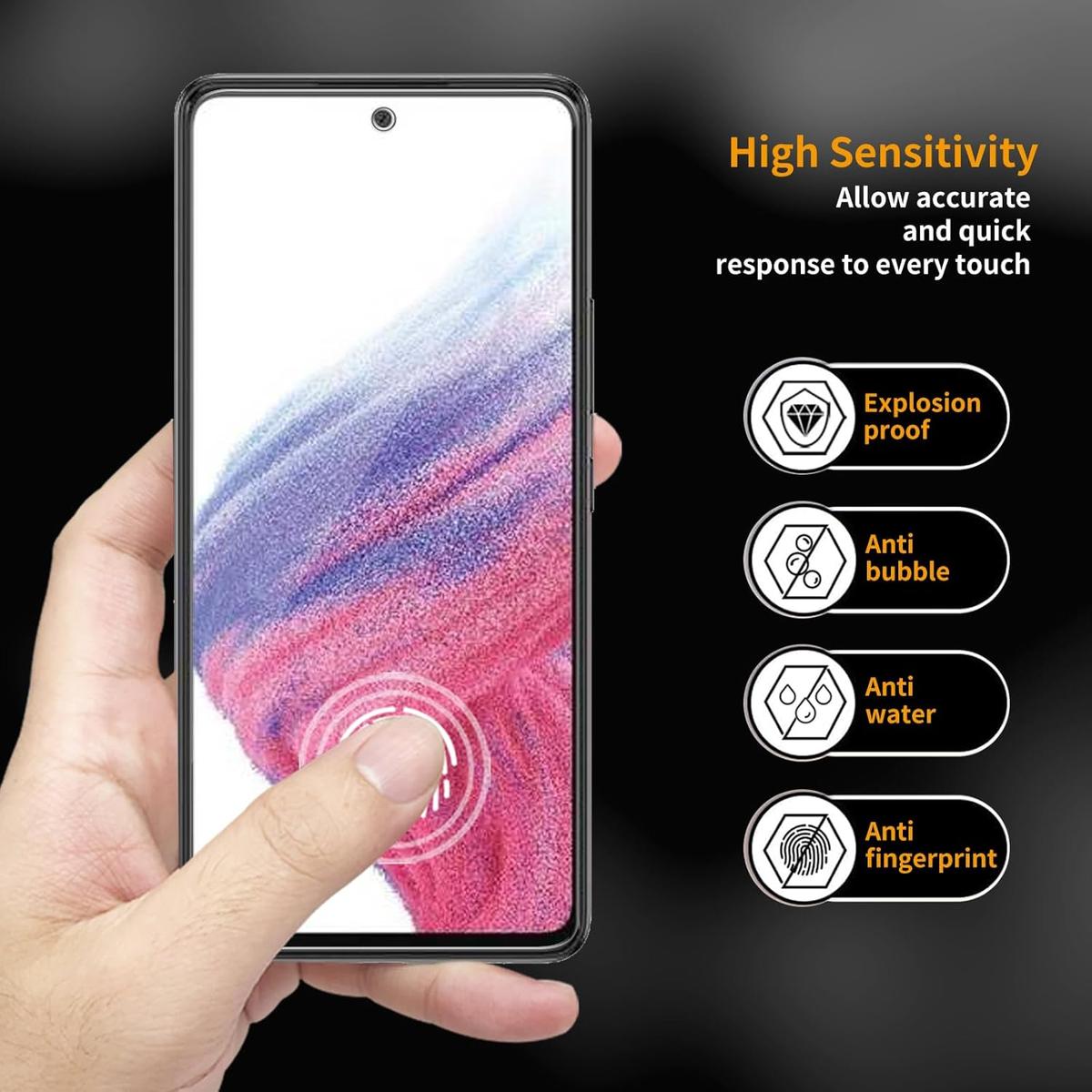 Pack of 3 Samsung Galaxy A53 Tempered Glass Screen Protectors – Shatterproof, Scratch Resistant, HD Clear & Easy Bubble-Free Install, photo 3 of 4