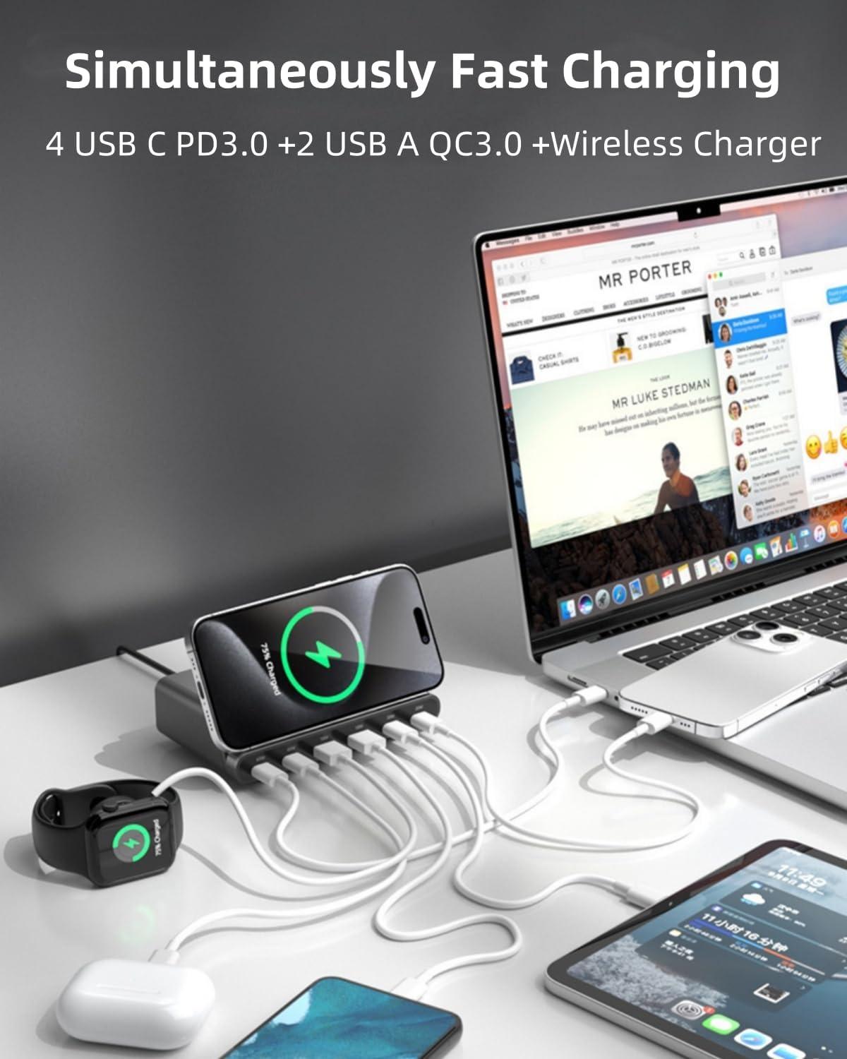 160W USB Charging Station with Wireless Charging, photo 2 of 7