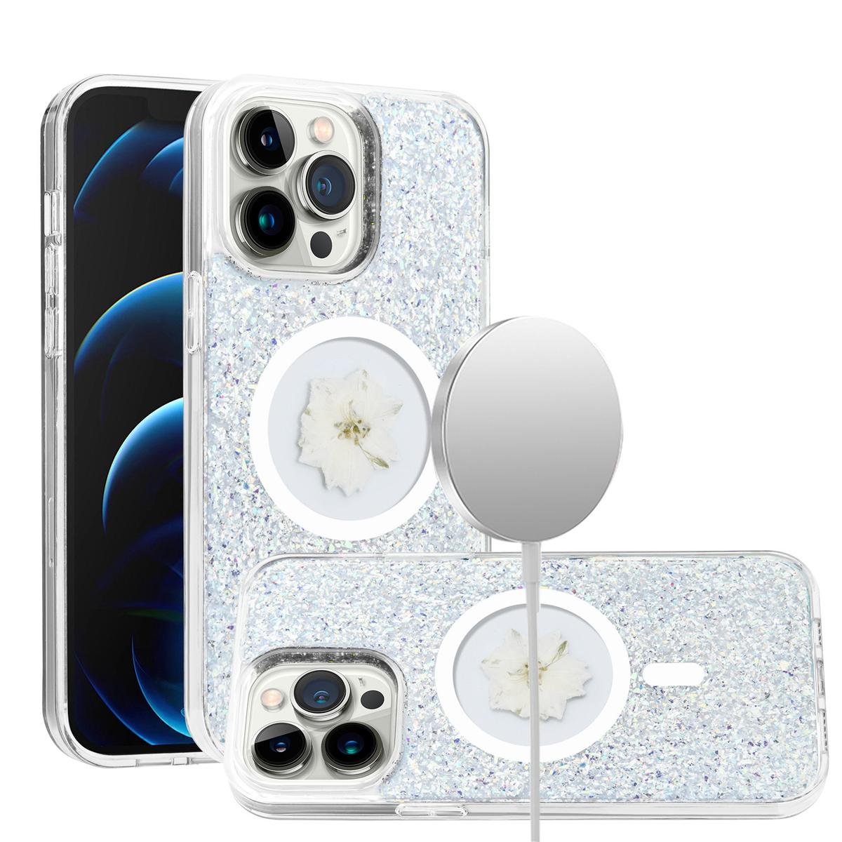 iPhone 13/14 Magnetic Ring Circle Real Flower Epoxy Glitter Hybrid Case – Floral Elegance Meets Functional Grip, photo 13 of 15
