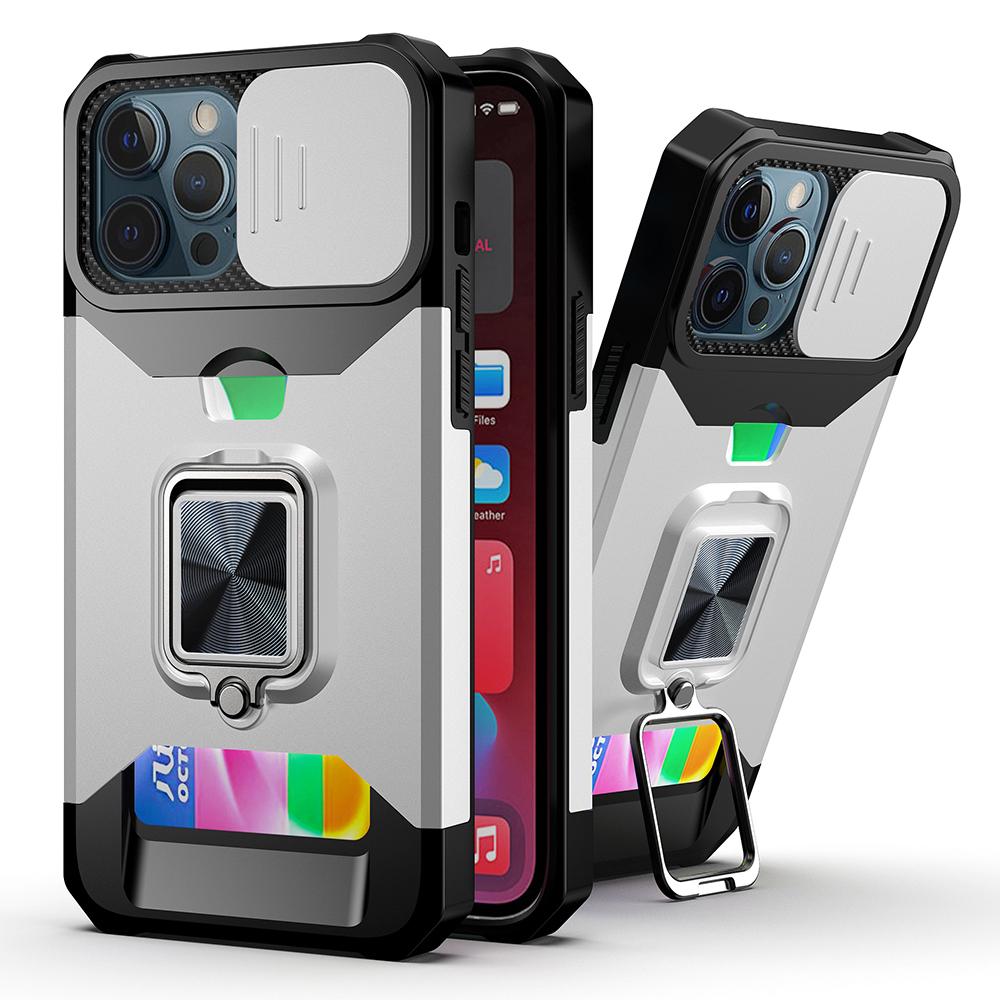 iPhone 15 Multi-Functional Card Holder Hybrid Case with Magnetic Ring Stand & Camera Protection, photo 4 of 7