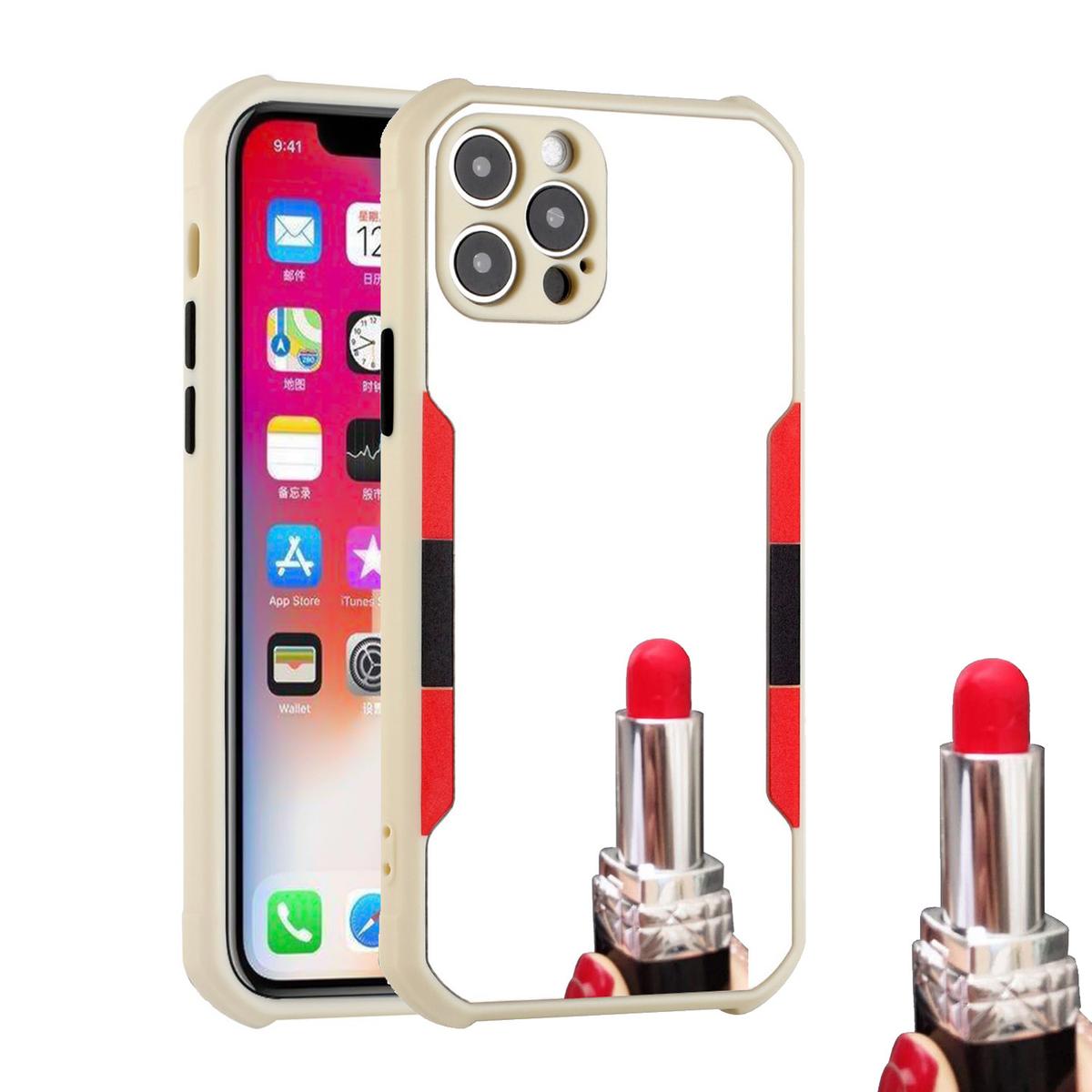 iPhone 12 Pro (Camera Punch) Mirror on Silver Film Hybrid Case Cover - White