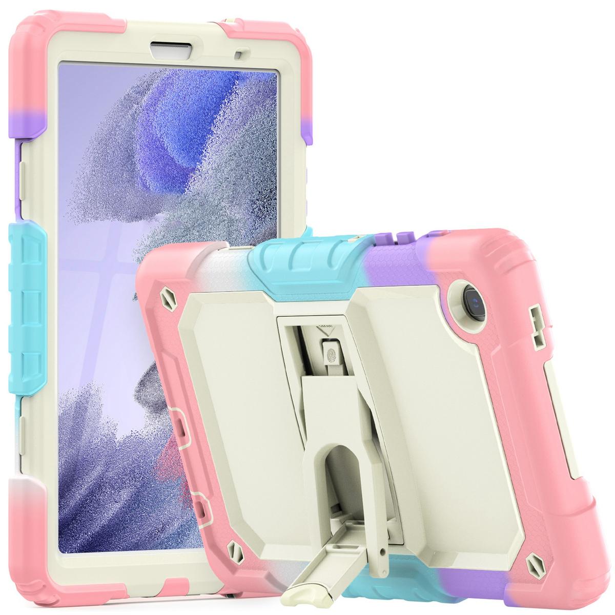 Samsung Galaxy Tab A7 Lite 8.7 inch Heavy Duty Full Body Rugged Tablet Kickstand Case Cover - Beige/Camo Pink