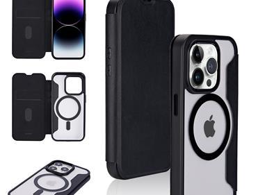  iPhone 15 METKASE Folio Transparent [Magnetic Ring] Flap Premium Hybrid Case - Black product