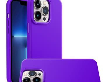 iPhone 15 Premium LIQUID Silicone with Metal Buttons and Camera Edges Case Cover - Purple product