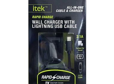 ITEK Wall Charger with certified Lightning Cable - All in one cable &charger - LWCK-16/1317 - Black  product