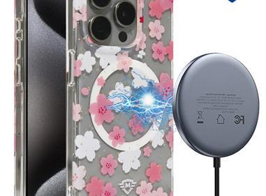 iPhone 15 METKASE Floral Design [Magnetic Circle] Transparent Hybrid - Oriental Cherry Blossom product
