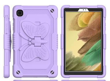  Samsung Galaxy Tab A7 Lite 8.7 inch Butterfly Kickstand 3in1 Tough Hybrid Case Cover with Shoulder Strap - Light Purple product