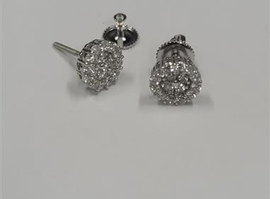 S925 Steeling Silver Finish Cubic Zirconia CZ 8mm Round Flower Stud Earrings product