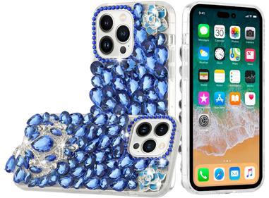 iPhone 15 Jewel Full Diamond Bling Case Cover - Blue product