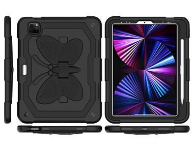 Samsung A9 Plus 11 inch Butterfly Kickstand 3in1 Tough Hybrid Case Cover with Shoulder Strap - Black/Black product