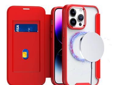 iPhone 15 Flap [Magnetic Circle] Transparent Hybrid - Red product