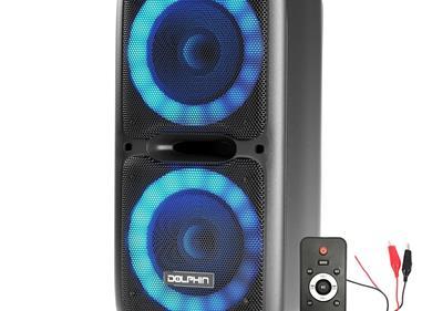 Dolphin BoxParty 2120 Dual 12" Party Speakers - Portable & Rechargeable Sound with Microphone, Bluetooth, USB, Hi-Fi Amp, Powerful Bass, 5-Band Equalizer & LED Lights - Long Battery Life - 2x12-inch product