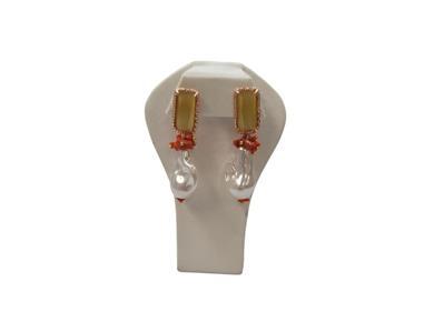  Women's earrings White Natural Genuine Baroque Pearl  Coral cluster product