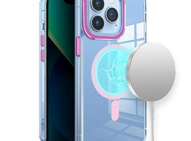  iPhone 15 Matching Clear Transparent Circle Design Case Cover - Light Pink product