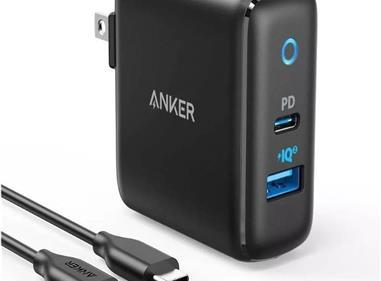 ANKER POWERPORT 33W DUAL-PORT USB-C & USB-A WALL CHARGER -Black product