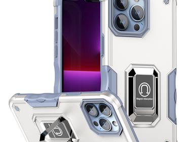  iPhone 15 OPTIMUM Magnetic Ring Stand Hybrid Case Cover - White product