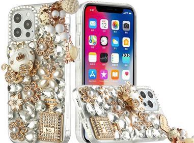  iPhone 15 Full Diamond with Ornaments Hard TPU Case Cover - Ultimate Multi Ornament product