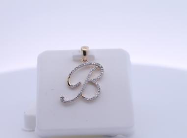 10K Gold With Natural Diamonds Initial B Pendant-Minamilst product