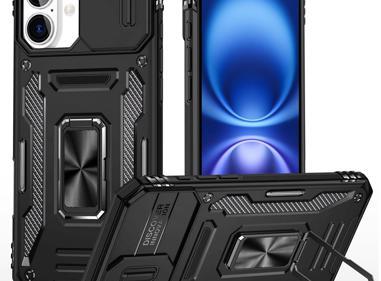 For iPhone 17 High Quality Utter Tough Metal Ring Movable Camera Window Hybrid Case Cover product