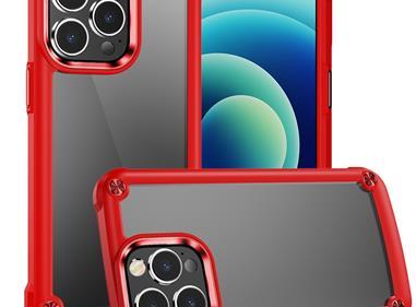iPhone 15 Ultimate CaseX Transparent Hybrid Case with Metal Buttons And Camera Edges - Red product