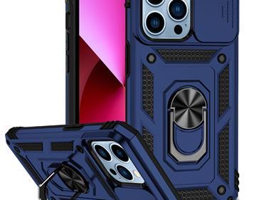  iPhone 15 Well Protective Magentic Ring Stand Camera Protective Cover Case - Blue product