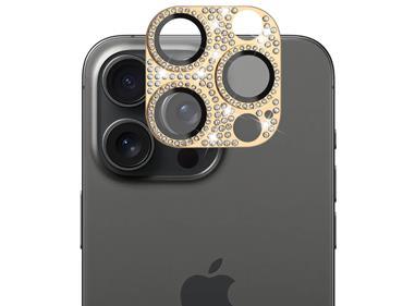 iPhone 16 Pro 6.3 inch Diamond Bling Camera Lens Full Tempered Glass - Gold product