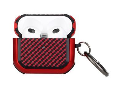 AirPods Pro2 (2022 2nd Version) Carbon Fiber Design Hybrid With Metal Hook Case Cover - Red product