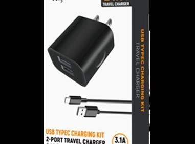 2-IN-1 3.1A Fast Dual USB Wall Charger+ Tpye C Charging Cable Cord for Samsung Note10 S8 S9 S10 in Black product