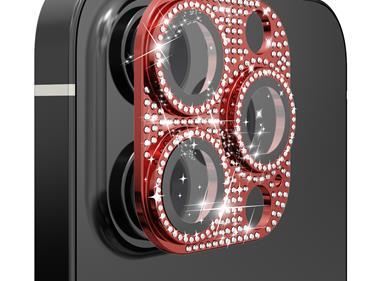 Apple iPhone 13 Pro/13 Pro Max Diamond Bling Camera Lens Full Tempered Glass - Red product