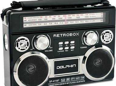 Dolphin SP-411BT RETROBOX Portable Bluetooth AM/FM Radio (Black) product