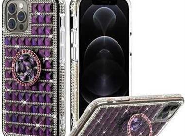 Ornament Bling Diamond Crystal Case for Ip13 Pro 6.1'', Ring Stand on Purple product