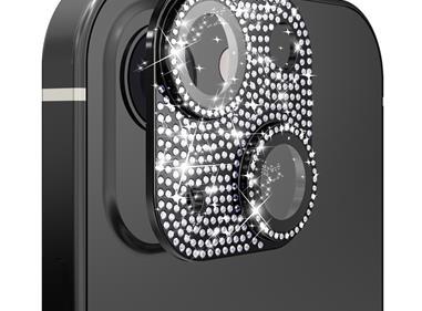 Apple iPhone 13/13 Mini Diamond Bling Camera Lens Full Tempered Glass - Black product