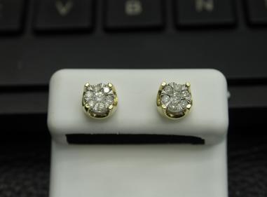 10K Gold With Natural Diamonds Screw Back Earrings product