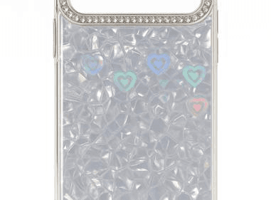 iPhone 17 Case (Holographic Hearts/Rhinestone Trim) product