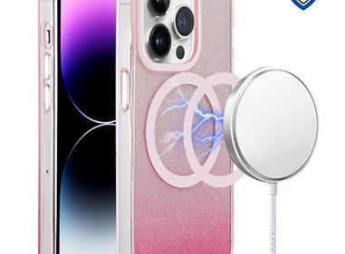  iPhone 15 METKASE IMD Design Pattern [Magnetic Circle] Premium Hybrid Case - Gradient Pink Glitter product